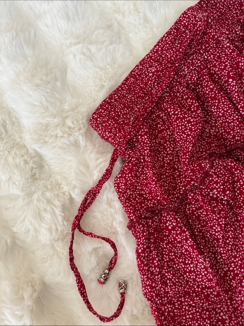 Red Floral Ruffle Mini Skirt - Picture 2 of 2